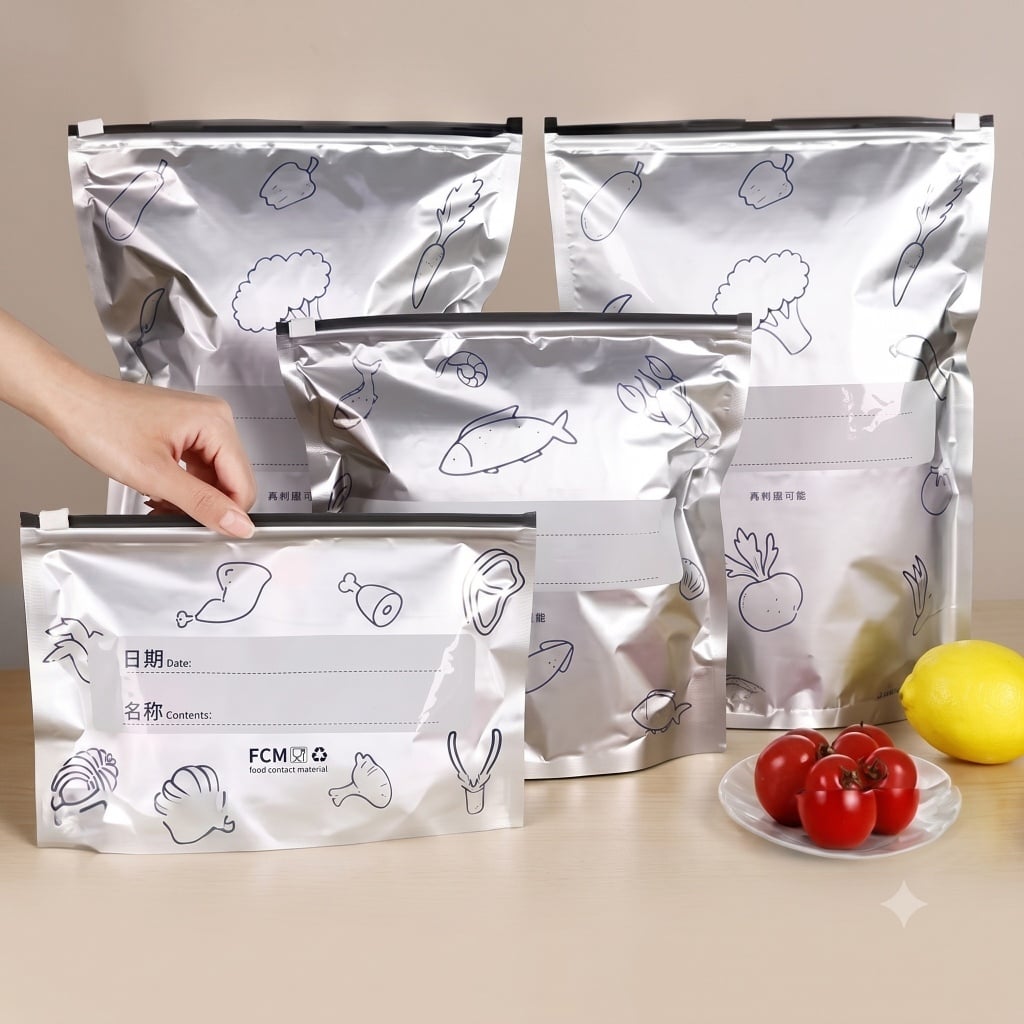Set 10 Túi Zip Bạc 24x26cm Size Lớn, Túi Bảo Quản Thực Phẩm
