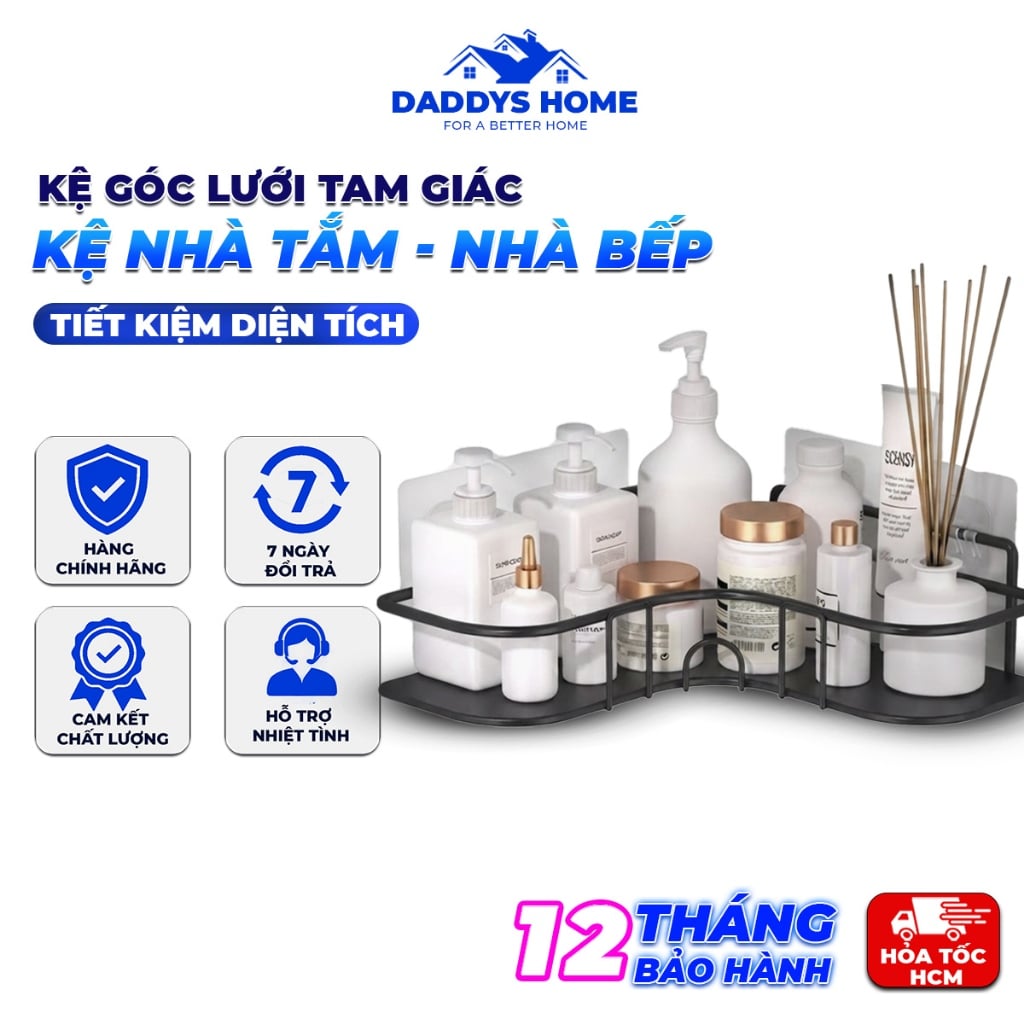 Kệ Góc Lưới Tam Giác TG10 Màu  Đen, Kệ Nhà Tắm Nhà Bếp Tiết Kiệm Diện Tích