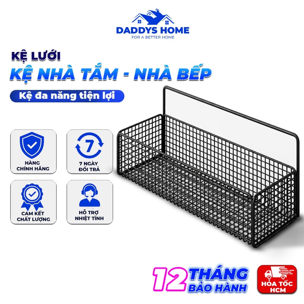 Kệ Lưới 35cm Màu Đen, Kệ Đựng Đồ Nhà Bếp Nhà Tắm Đa Năng