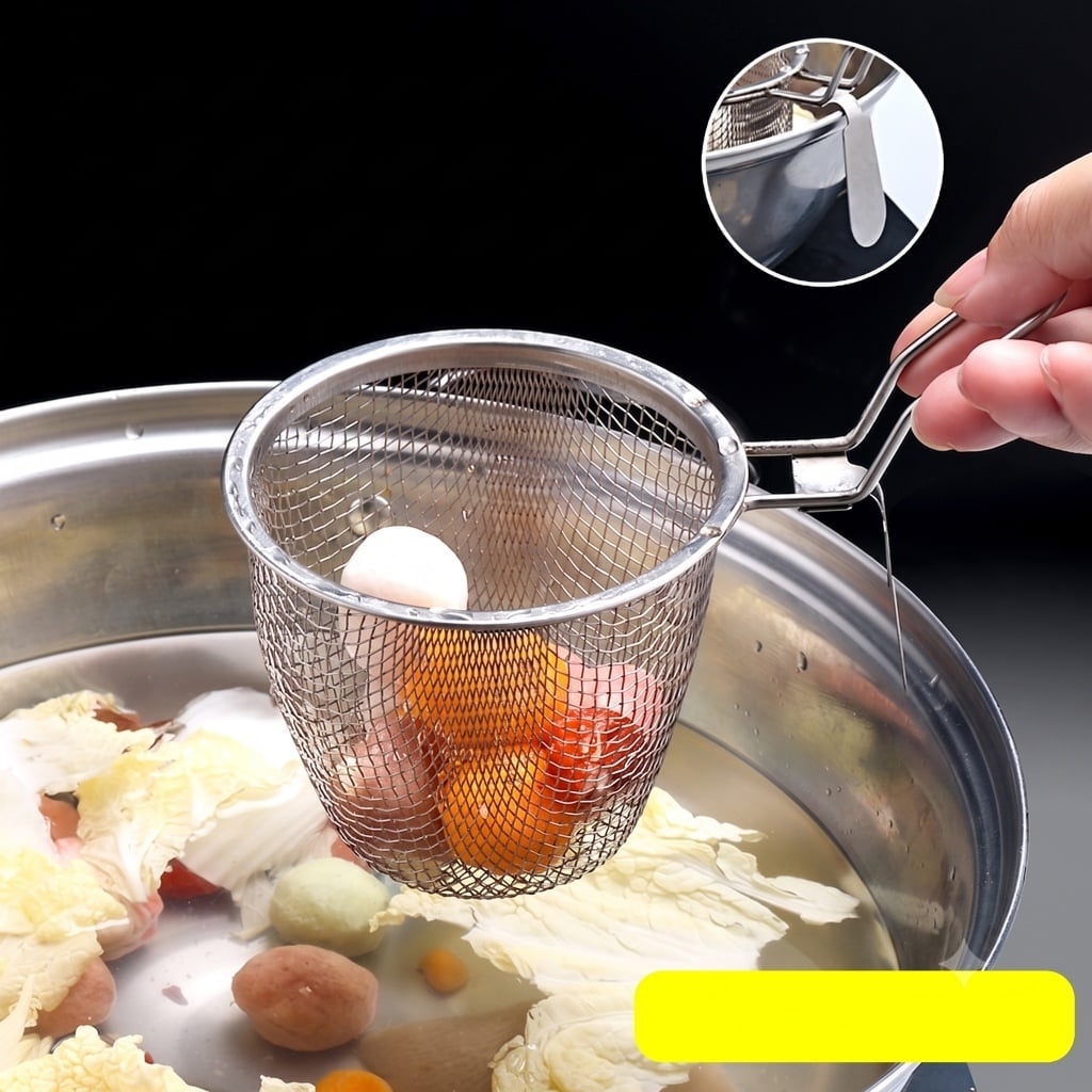 Giỏ Lưới Nhúng Lẩu Inox, Rổ Nhúng Thực Phẩm Nhà Bếp Tiện Lợi