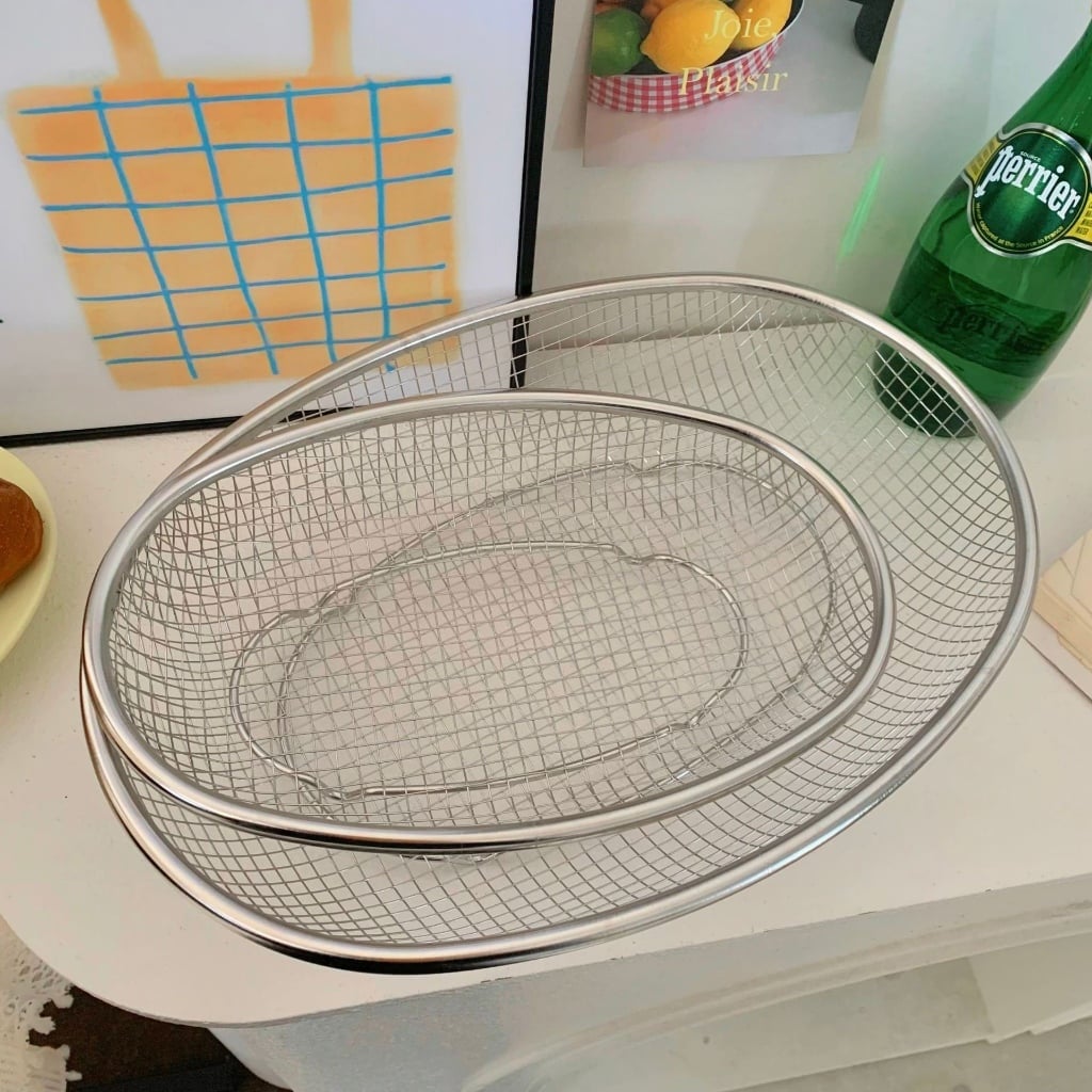 Rổ Lưới Inox Oval 31cm, Rổ Đựng Rửa Rau Củ Đa Năng
