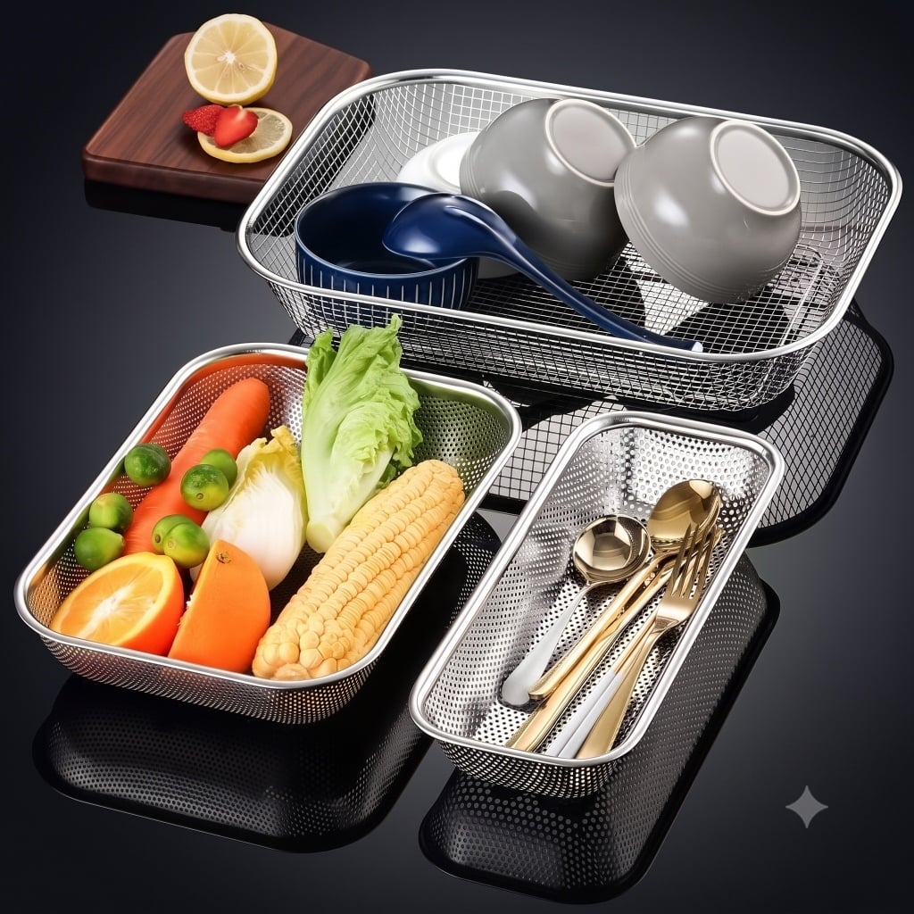 Rổ Vo Gạo Dài 30x12cm, Rổ Rửa Gạo Rau Củ Nhà Bếp