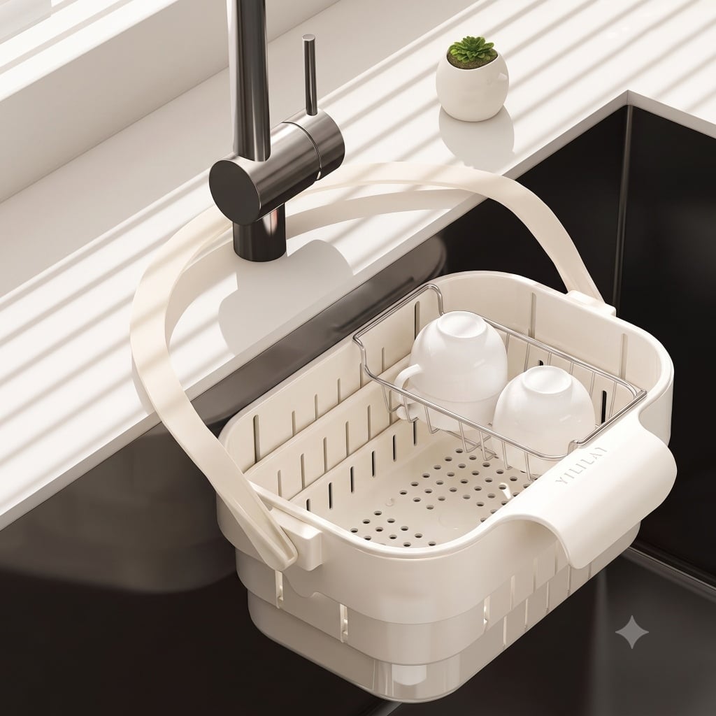 Giỏ Lọc Rác Treo Vòi Nước 2 Trong 1, Giỏ Lọc Bồn Rửa Chén