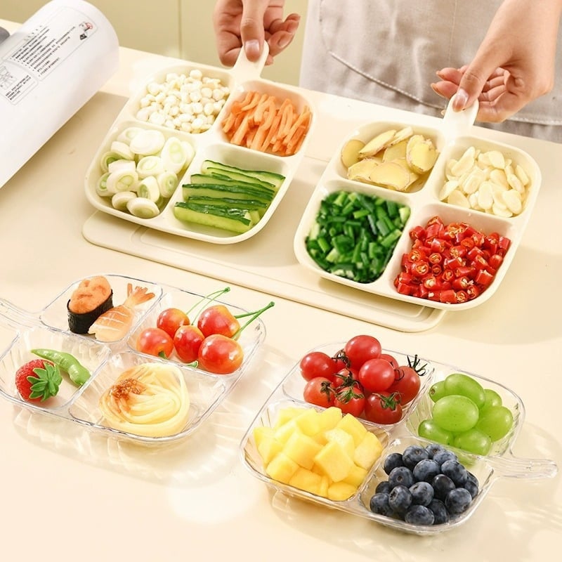 Khay Nước Chấm 4 Ngăn Trong Suốt, Khay Đựng Gia Vị Đa Năng