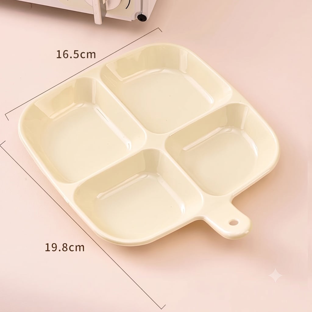 Khay Nước Chấm 4 Ngăn Màu Sữa, Khay Đựng Gia Vị Đa Năng