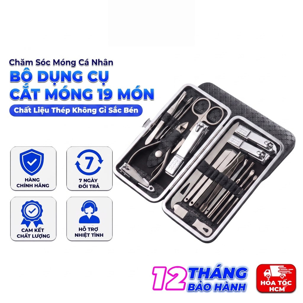 Bộ Cắt Móng 19 Chi Tiết, Bộ Kềm Cắt Móng Tay Chân Chăm Sóc Cá Nhân