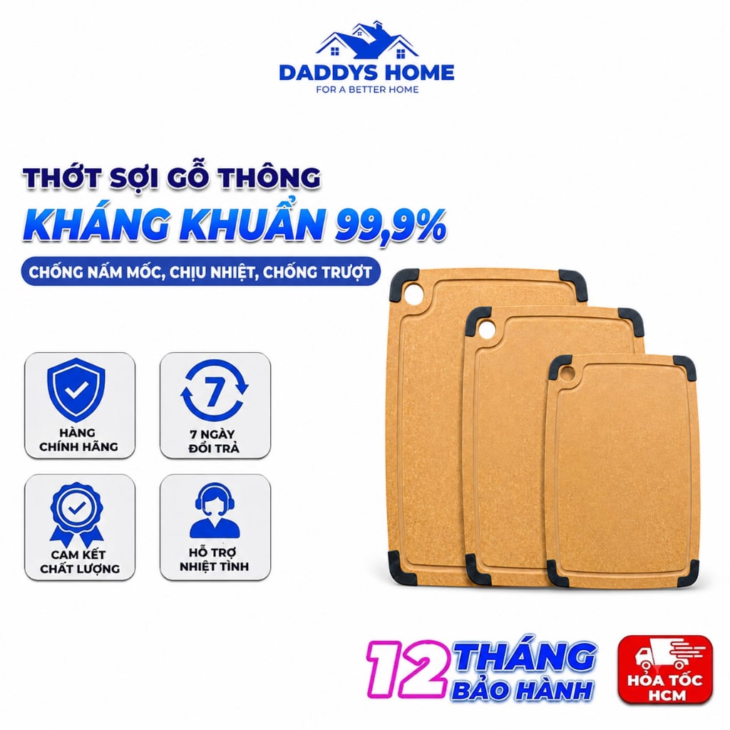 Thớt Sợi Gỗ Thông Kháng Khuẩn 99,9% – Chống Nấm Mốc, Chịu Nhiệt, Chống Trượt, An Toàn Thực Phẩm - SP2069114149