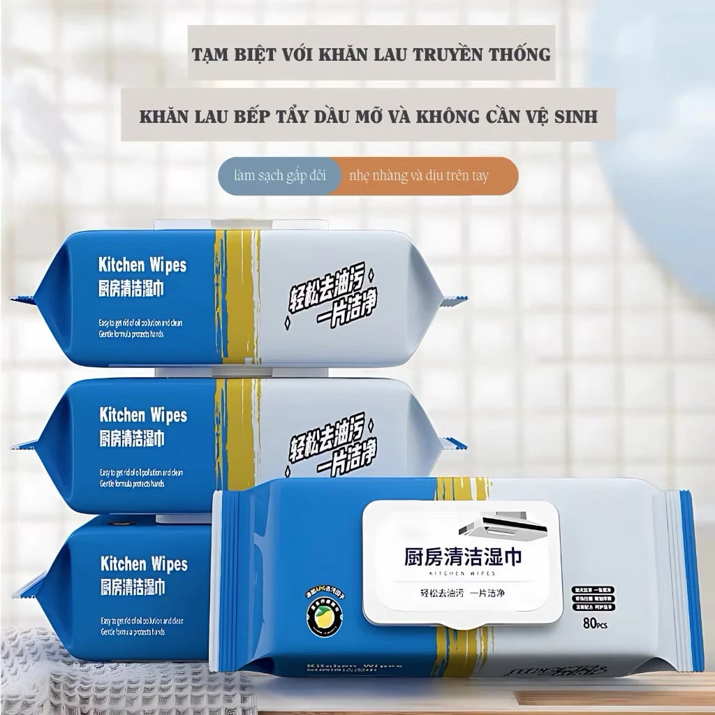 Hộp Khăn Lau Bếp 80 Tờ, Khăn Lau Đa Năng Dùng Cho Nhà Bếp