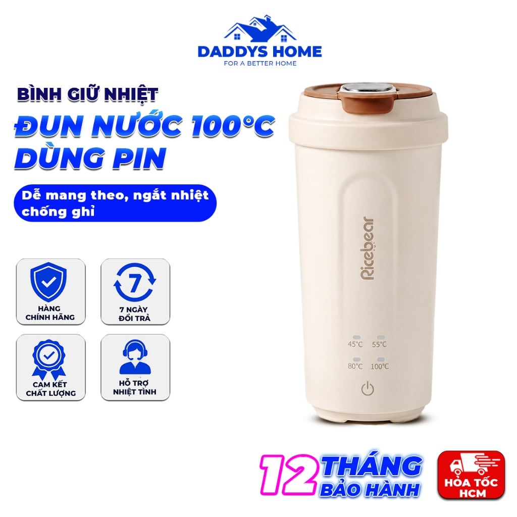 Bình Giữ Nhiệt Đun Sôi Nước 100°C 220V - Có Sạc Type-C