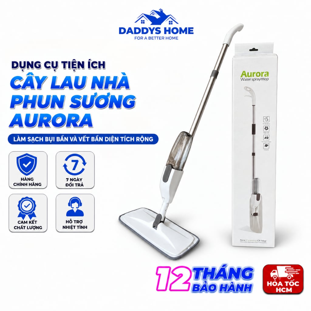 Cây Lau Nhà Phun Sương Aurora, Chổi Lau Sàn Có Bình Xịt Nước Tiện Lợi