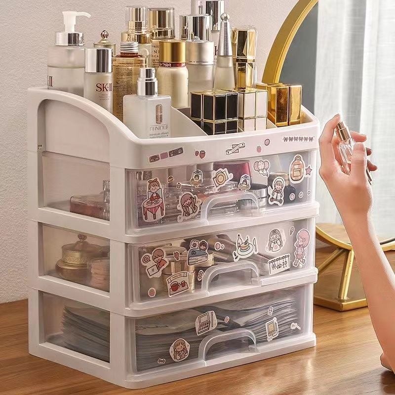 Kệ Mỹ Phẩm 4 Tầng 3 Ngăn Kéo, Kệ Đựng Mỹ Phẩm Trang Sức Đa Năng
