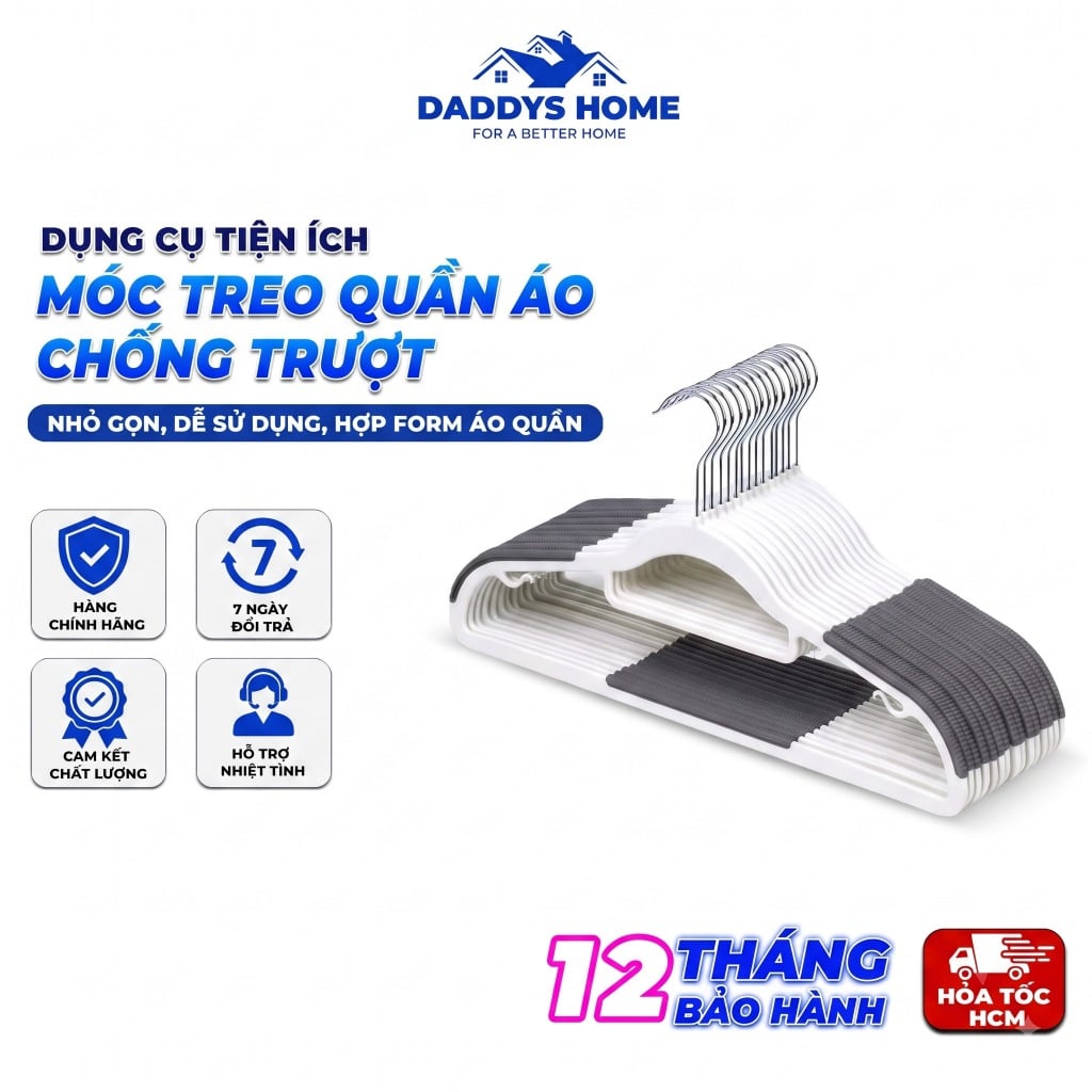 SET 10 Móc Treo Quần Áo Chống Trượt F8, Móc Phơi Đồ Tiết Kiệm Không Gian