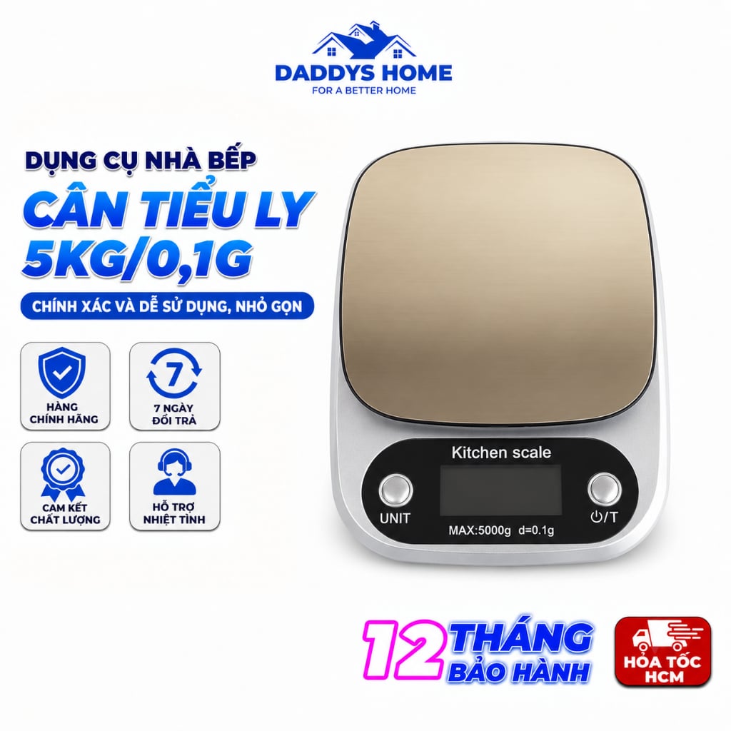 Cân Tiểu Ly SH131 Loại 5kg, Cân Điện Tử Mini Chính Xác Cho Nhà Bếp