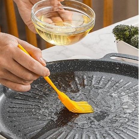 Chảo Gang Vân Đá 34cm, Chảo Nướng, Nấu Ăn Chống Dính Đa Năng Cho Gia Đình