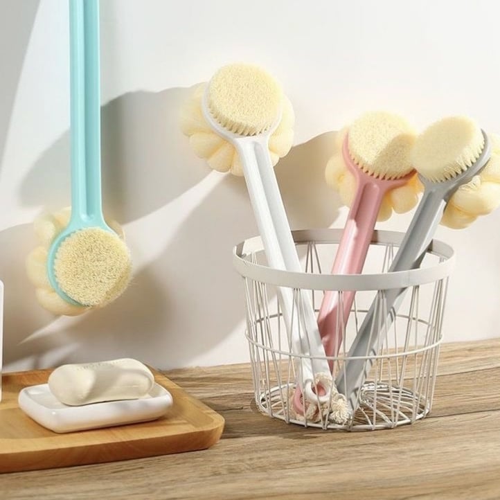 Cây Bông Tắm Chà Lưng Măng Cụt, Bông Tắm Cán Dài Tiện Lợi