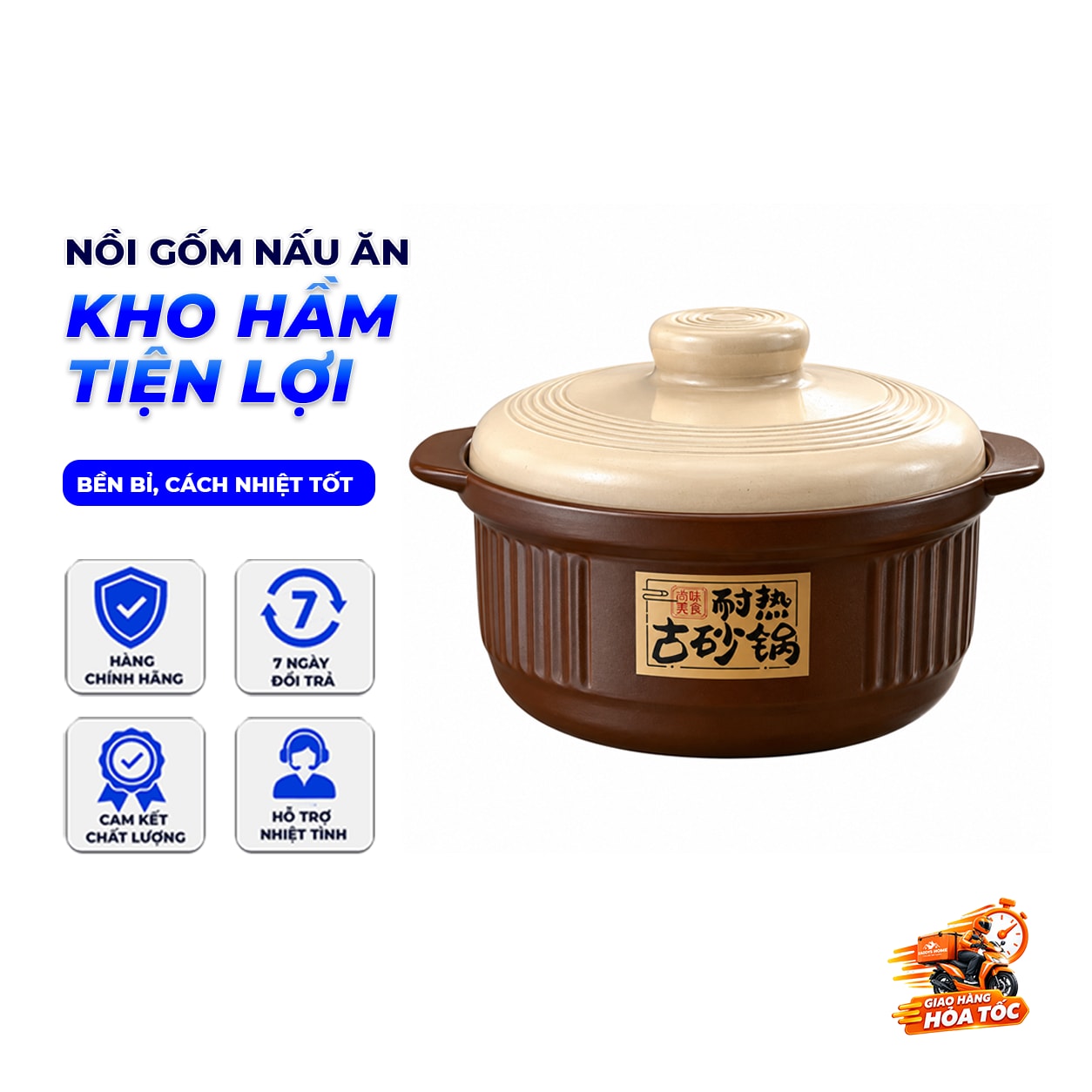 Nồi Gốm Nấu Ăn, Nồi Đất Chịu Nhiệt Nấu Canh Hầm Thịt Cơm Niêu