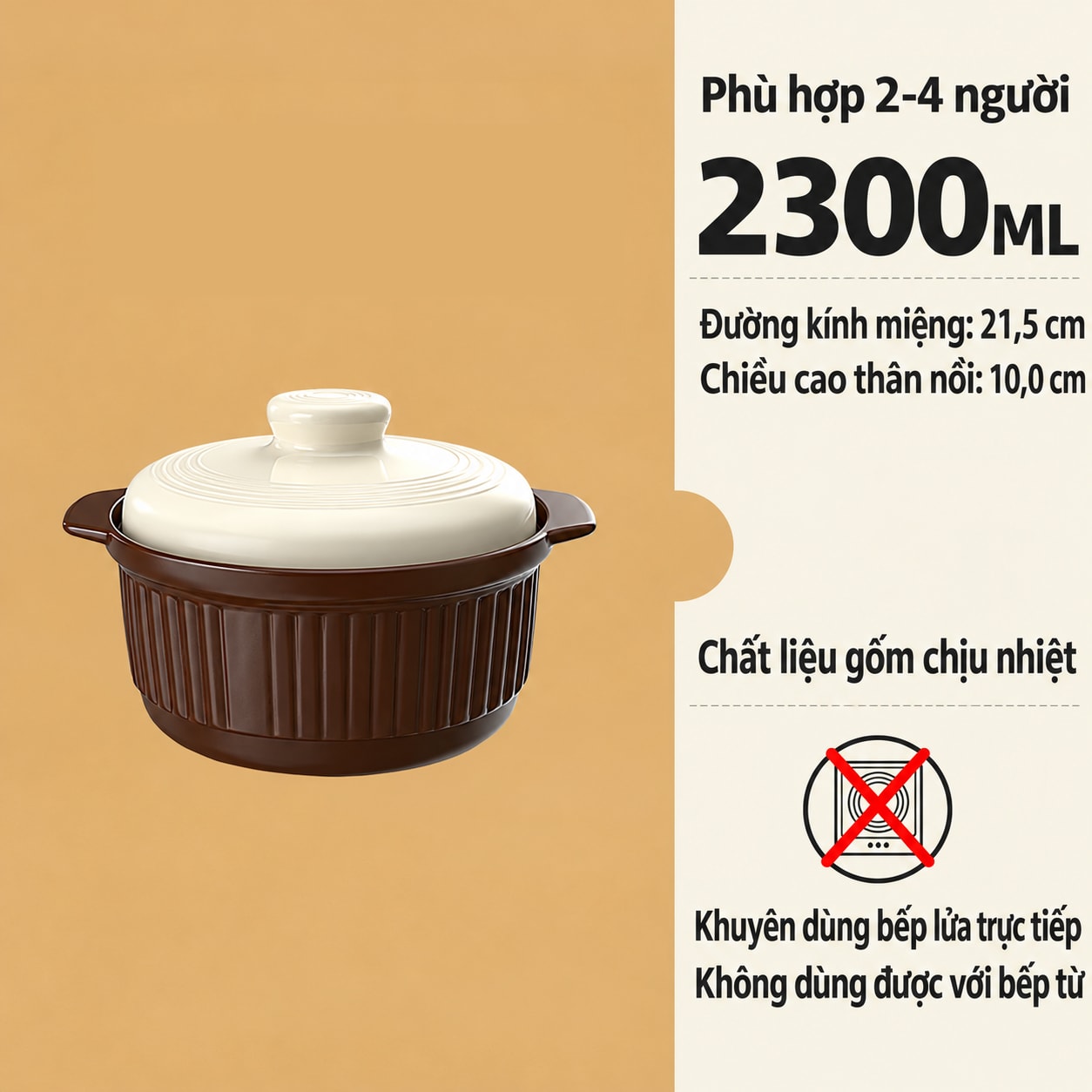 Nồi Gốm Nấu Ăn, Nồi Đất Chịu Nhiệt Nấu Canh Hầm Thịt Cơm Niêu - SP2069114164