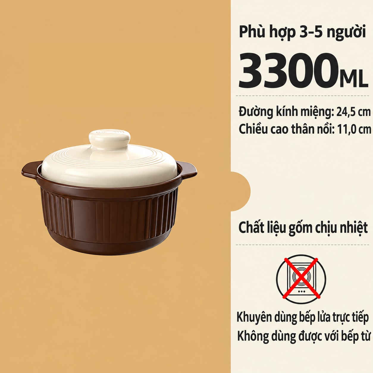 Nồi Gốm Nấu Ăn, Nồi Đất Chịu Nhiệt Nấu Canh Hầm Thịt Cơm Niêu - SP2069114165