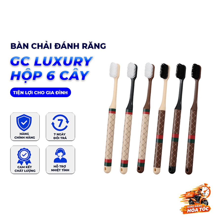 Bàn Chải Đánh Răng GC Luxury Hộp 6 Cây, Bàn Chải Chăm Sóc Răng Miệng Tiện Lợi Cho Gia Đình