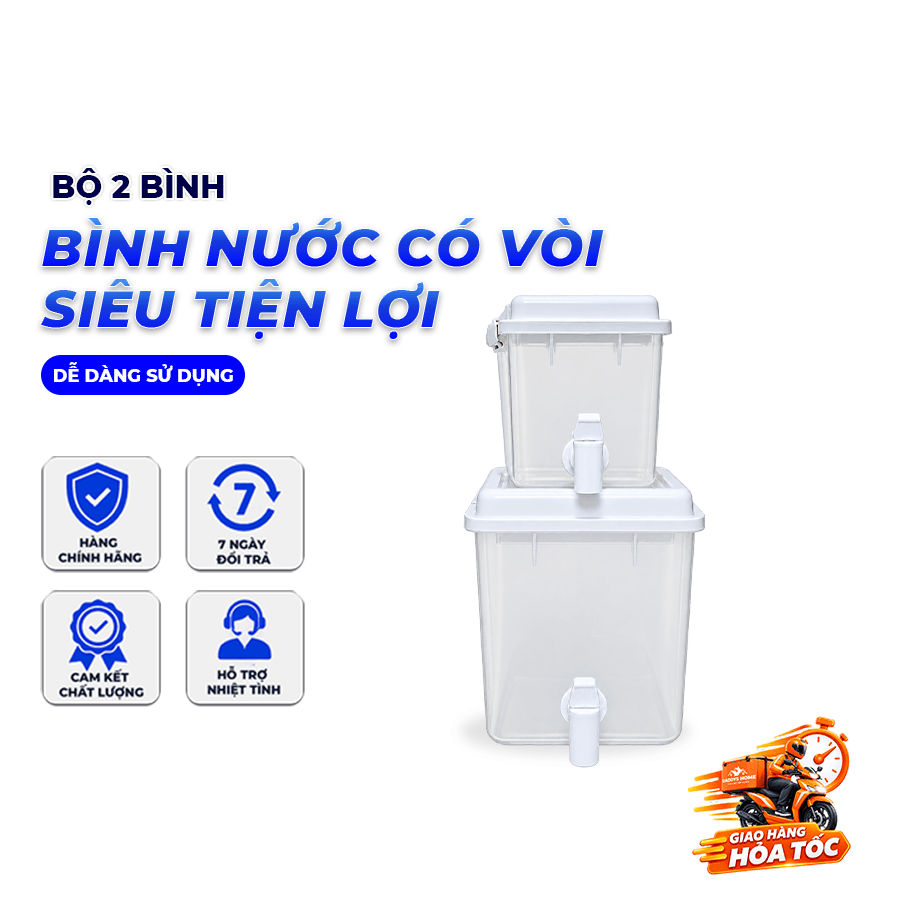 Bộ 2 Bình Lấy Nước Tiện Lợi, Bình Đựng Nước Tủ Lạnh Có Vòi, Tiện Dụng
