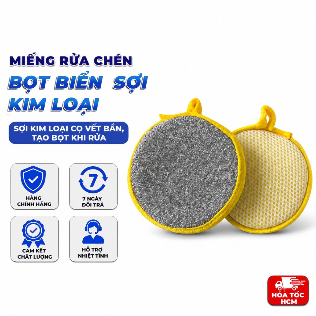 Miếng Rửa Chén Bọt Biển Sợi Kim Loại, Miếng Cọ Rửa Xoong Nồi Đa Năng
