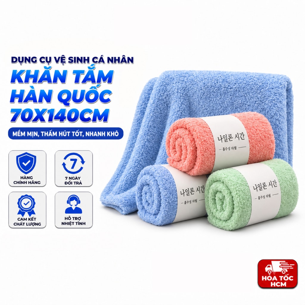 Khăn Tắm Sóng Nước 70x140cm Loại 1, Khăn Tắm Gia Đình Kích Thước Lớn