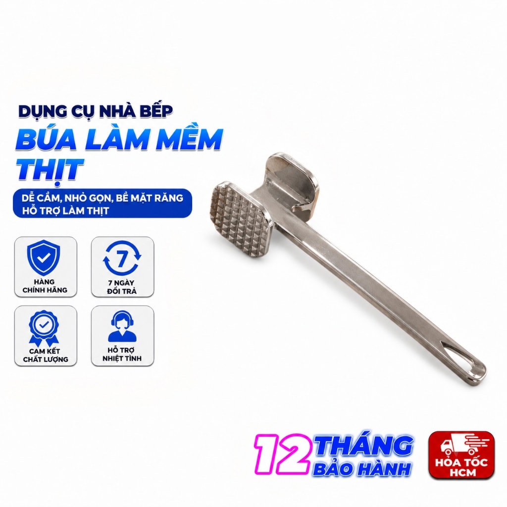 Búa Dần Thịt 19cm, Búa Làm Mềm Thịt Dụng Cụ Nhà Bếp