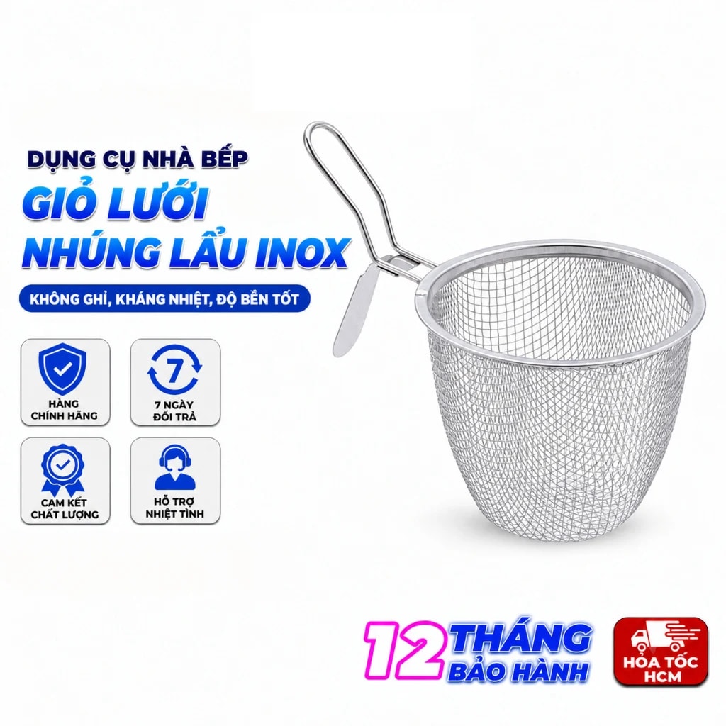 Giỏ Lưới Nhúng Lẩu Inox