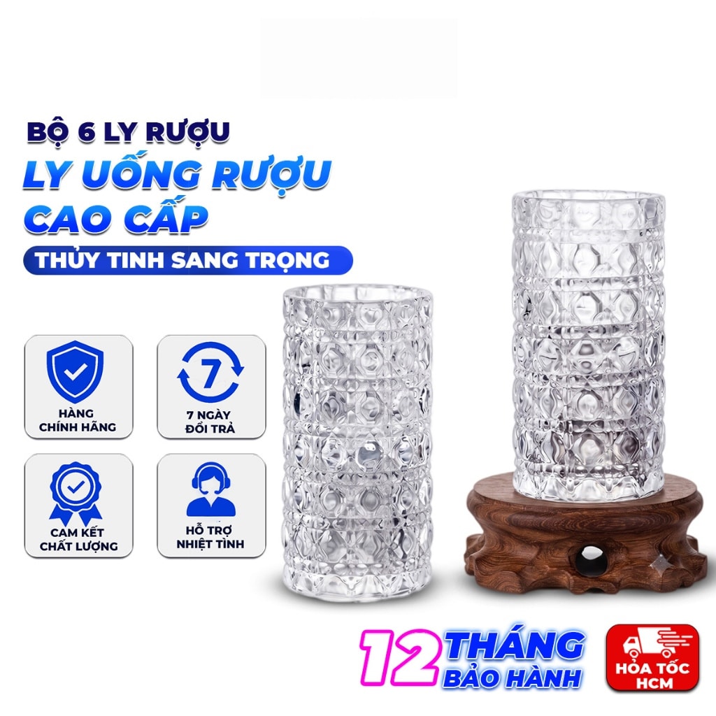 Bộ 6 Ly Uống Rượu Cao Cấp, Bộ Ly Rượu Thủy Tinh Sang Trọng