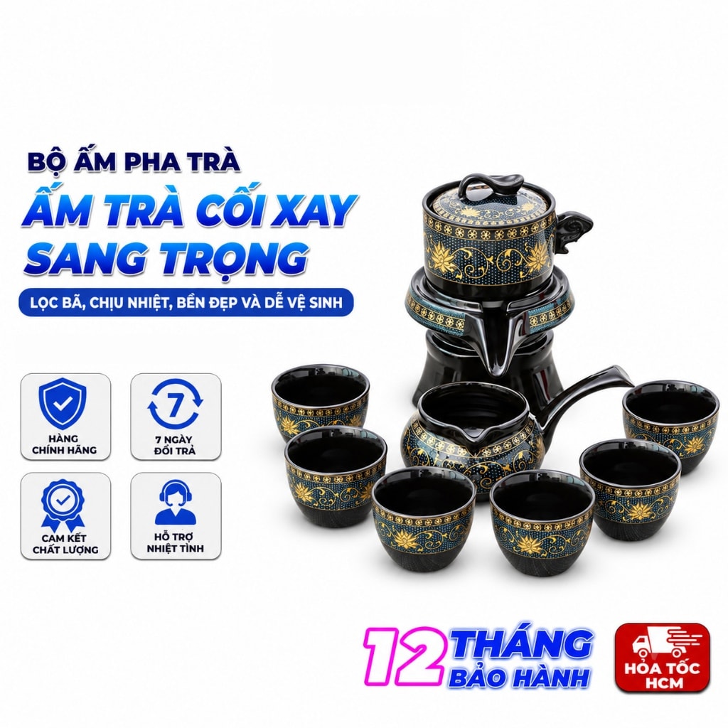 Bộ Ấm Pha Trà Cối Xay, Bộ Ấm Trà Gia Đình Sang Trọng Tiện Dụng