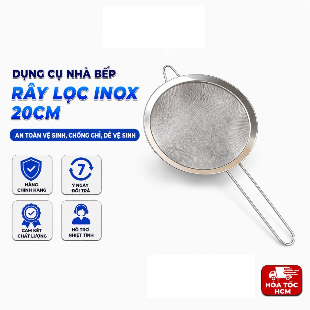 Rây Lọc Inox 20cm, Rây Lọc Thực Phẩm Nhà Bếp Đa Năng