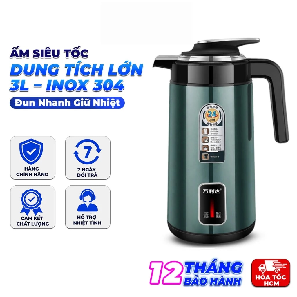 Ấm Siêu Tốc GUGKDD ST21 3L – Inox 304, Đun Nhanh, Giữ Nhiệt, Tự Ngắt Khi Sôi