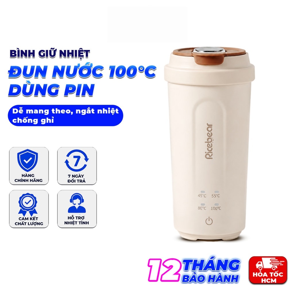 Bình Giữ Nhiệt Đun Sôi Nước 100°C 220V - Có Sạc Type-C