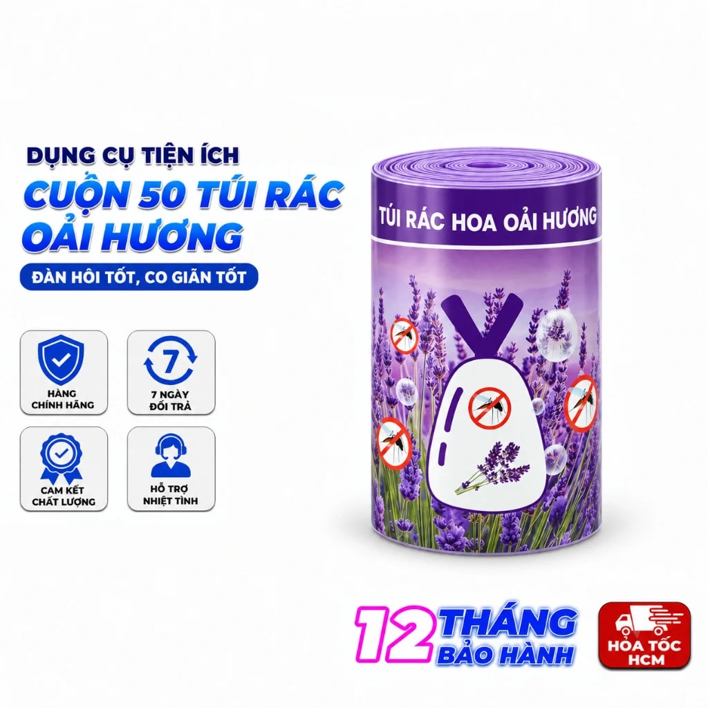 Cuộn 50 Túi Đựng Rác Oải Hương