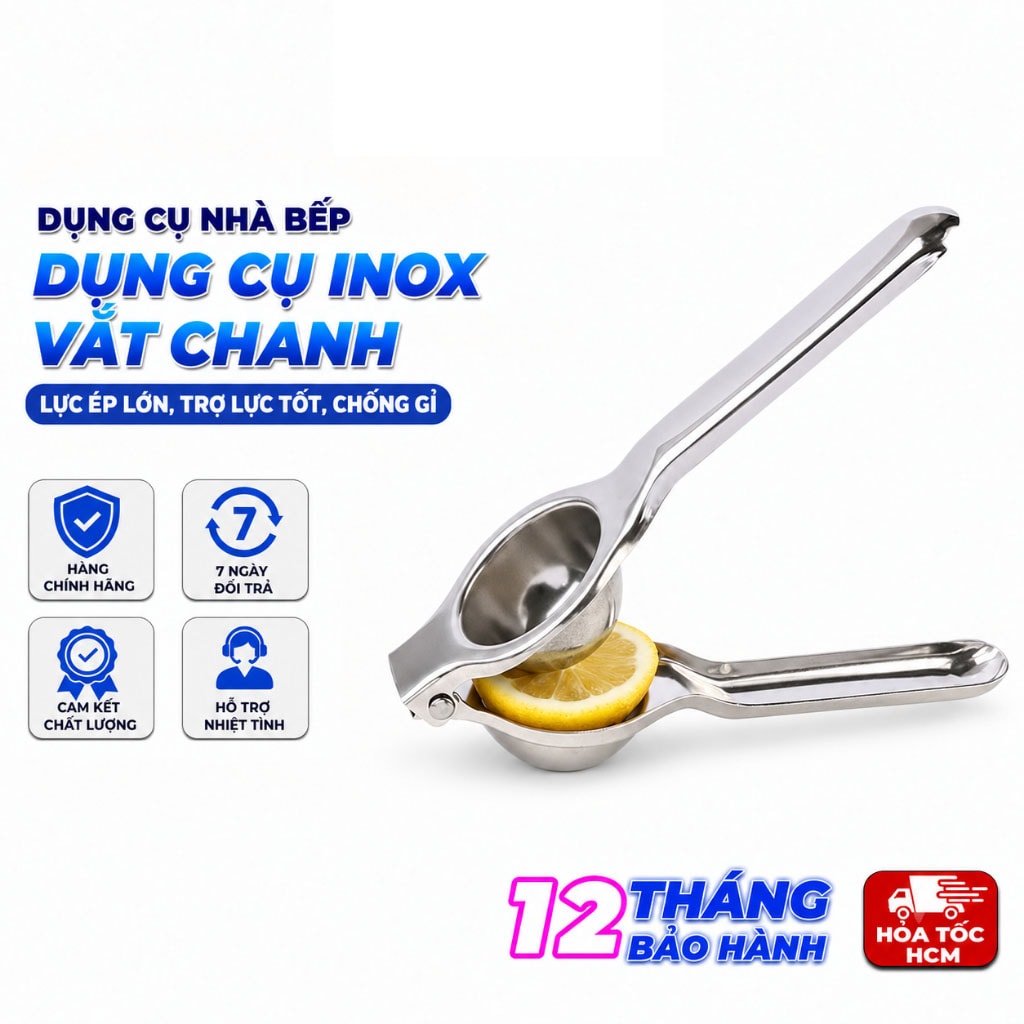 Dụng Cụ Vắt Chanh Inox Cao Cấp, Kẹp Ép Chanh Cầm Tay Nhanh Gọn Tiện Lợi