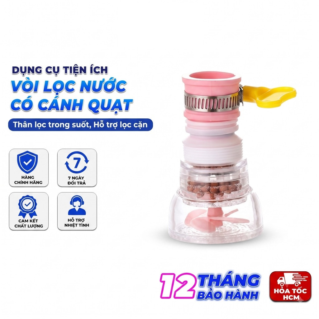 Vòi Lọc Nước Có Cánh Quạt, Đầu Vòi Xoay Tiện Lợi Cho Bồn Rửa