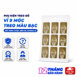 Vỉ 9 Móc Dán Tường, Móc Treo Đồ Đa Năng