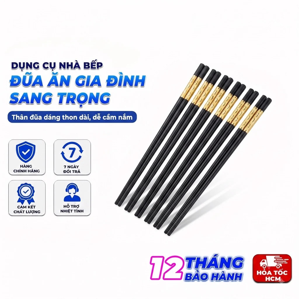 Vỉ 10 Đôi Đũa Sọc, Bộ Đũa Ăn Gia Đình Sang Trọng