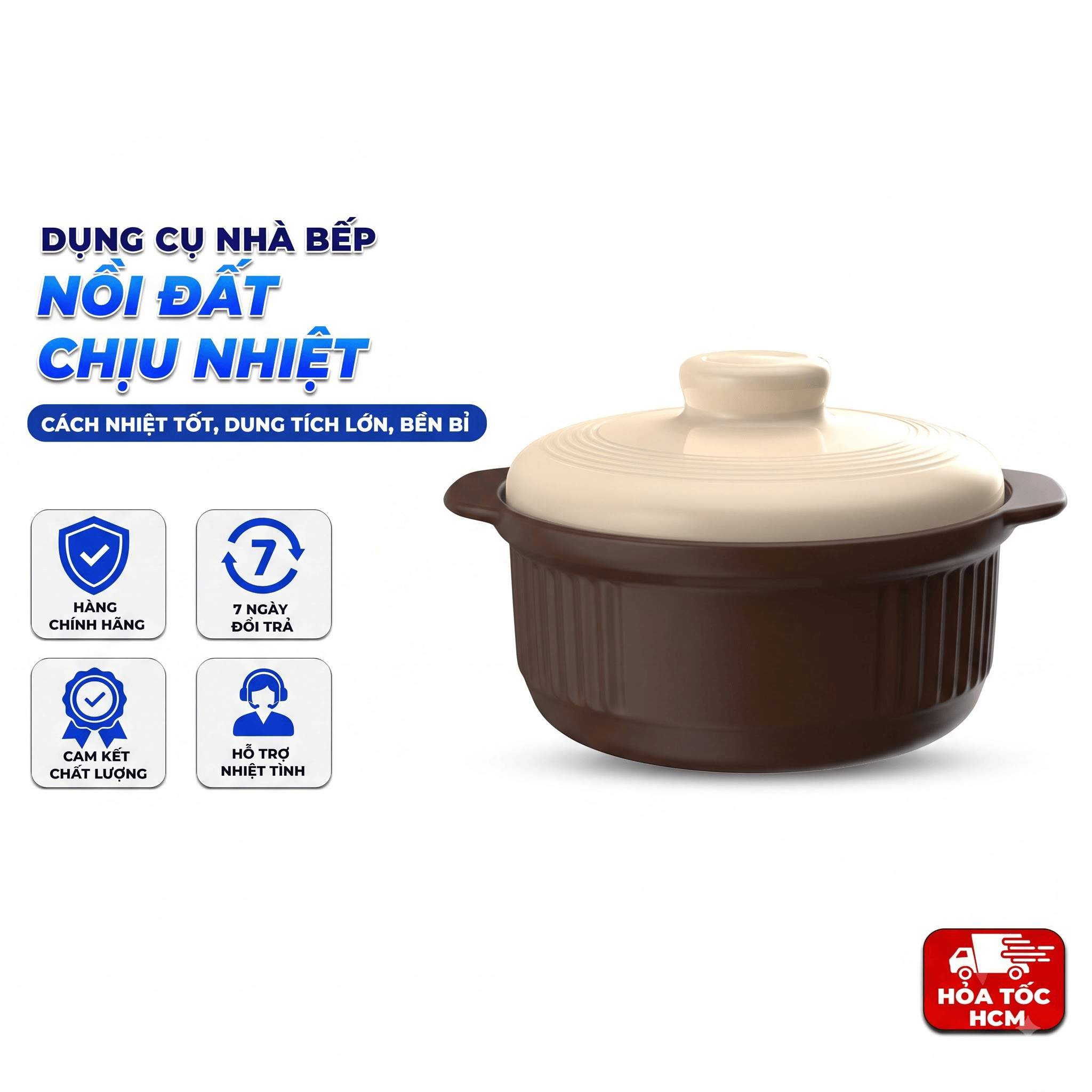 Nồi Gốm Nấu Ăn Cao Cấp, Nồi Đất Chịu Nhiệt Nấu Canh Hầm Thịt Cơm Niêu