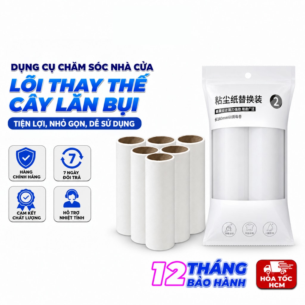 Set 2 Lõi Lăn Bụi 16cm, Lõi Thay Thế Cây Lăn Bụi