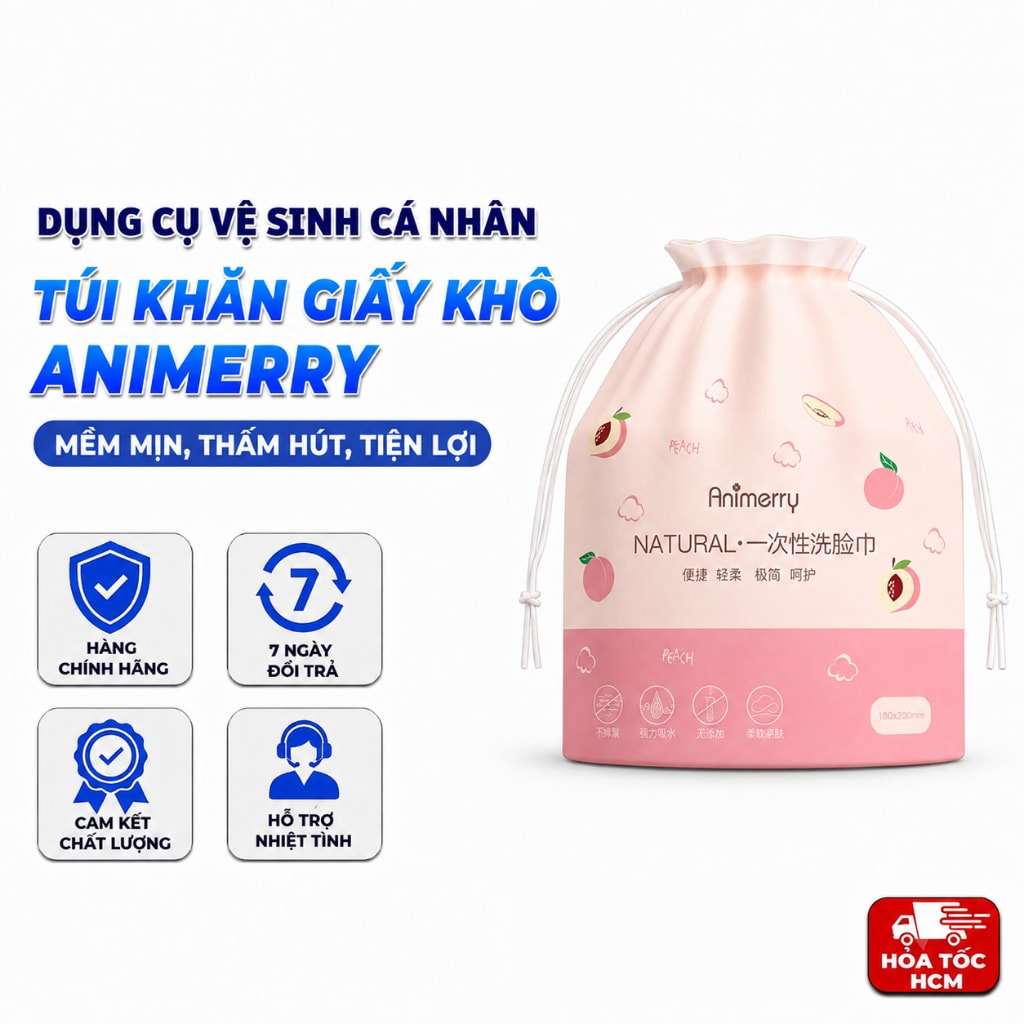 Túi Khăn Giấy Khô ANIMERRY Túi Trái Đào, Khăn Giấy Đa Năng Tiện Lợi