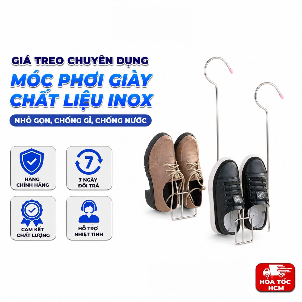 Móc Phơi Giày Dép Inox, Giá Treo Giày Dép Tiết Kiệm Không Gian