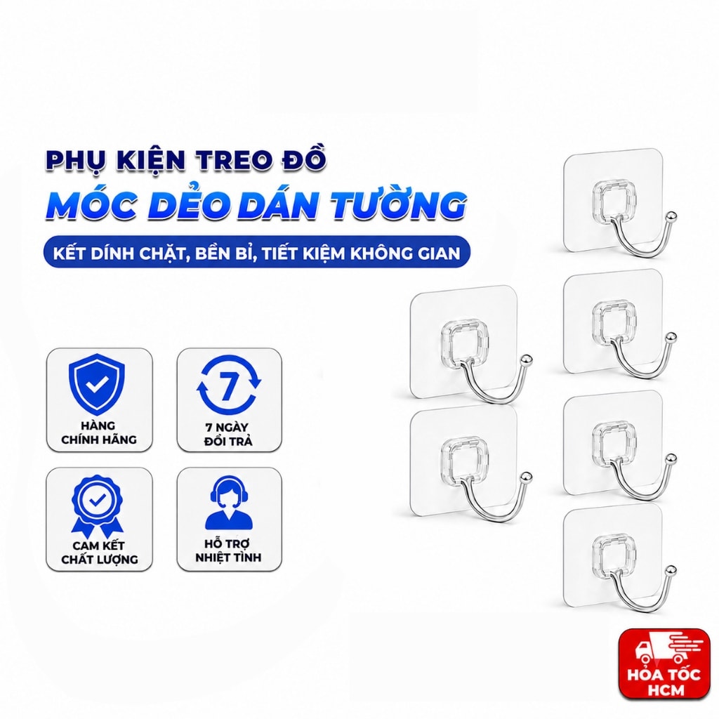 Móc Dán Tường Đa Năng, Móc Treo Đồ Không Khoan Tường Tiện Lợi