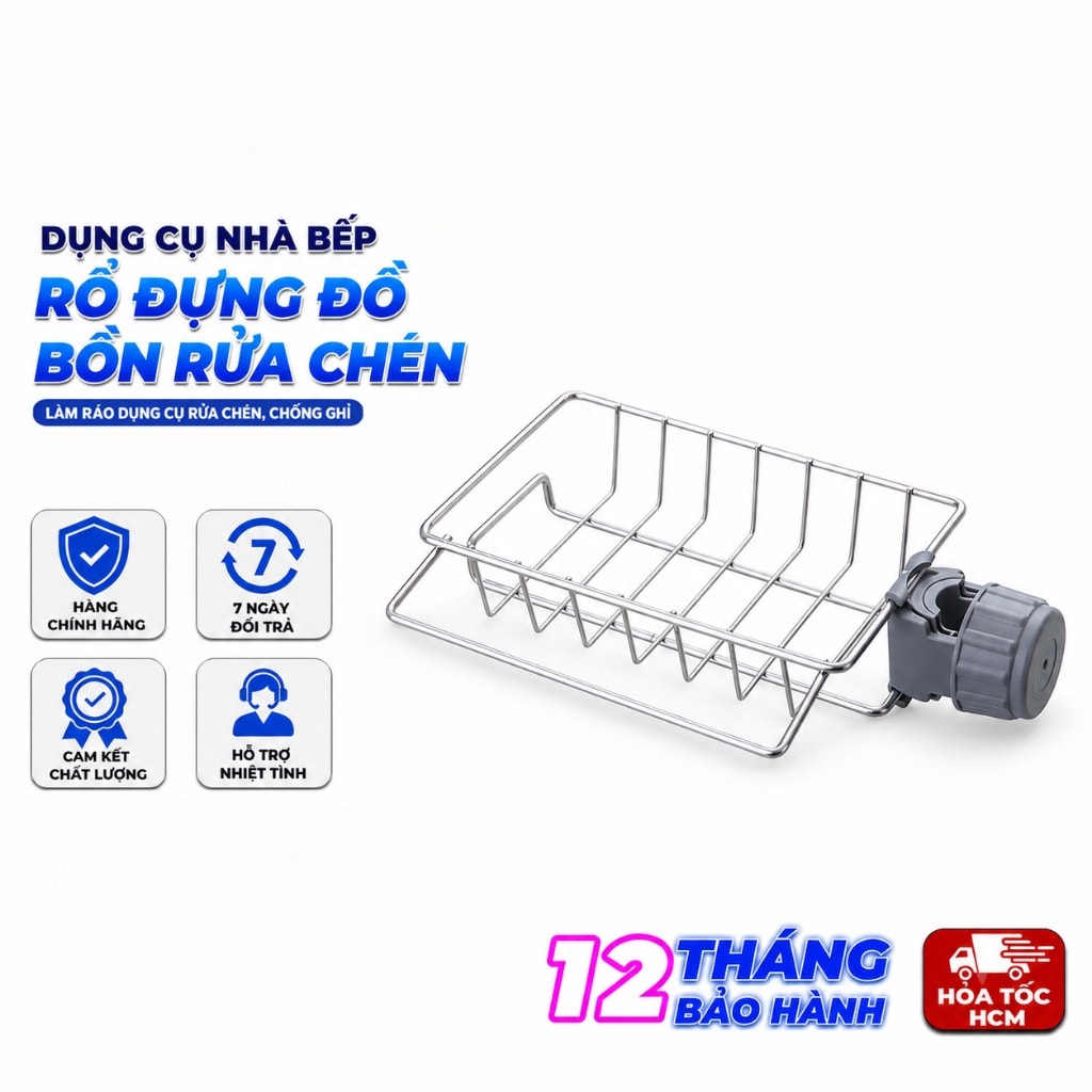 Rổ Treo Vòi Nước Inox RTVN, Rổ Đựng Đồ Bồn Rửa Chén Tiện Lợi