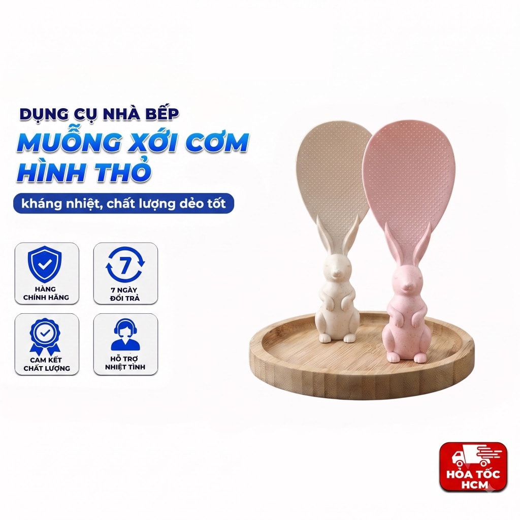 Muỗng Xới Cơm Hình Thỏ, Muôi Xới Cơm Nhà Bếp Dễ Thương