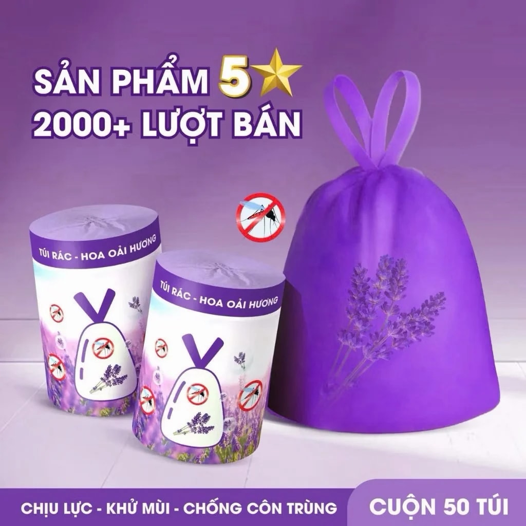 Cuộn 50 Túi Đựng Rác Oải Hương