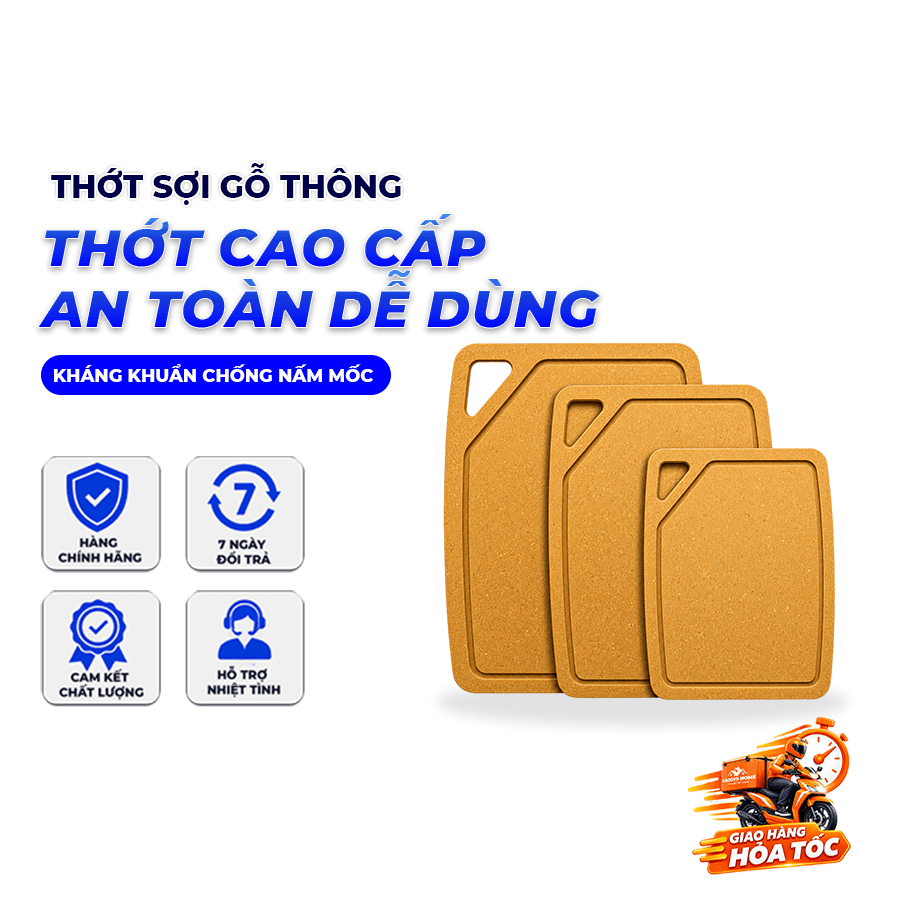Thớt Sợi Gỗ Thông Cao Cấp Kháng Khuẩn Chống Nấm Mốc (Không đệm cao su)