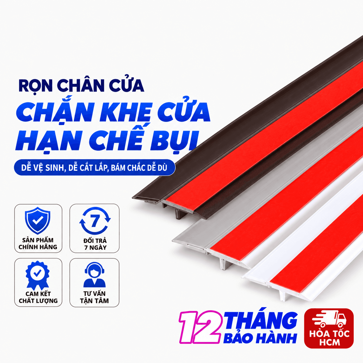 Ron Chắn Cửa Màu Xám, Ron Chặn Khe Cửa Hạn Chế Bụi, Côn Trùng Tiện Lợi