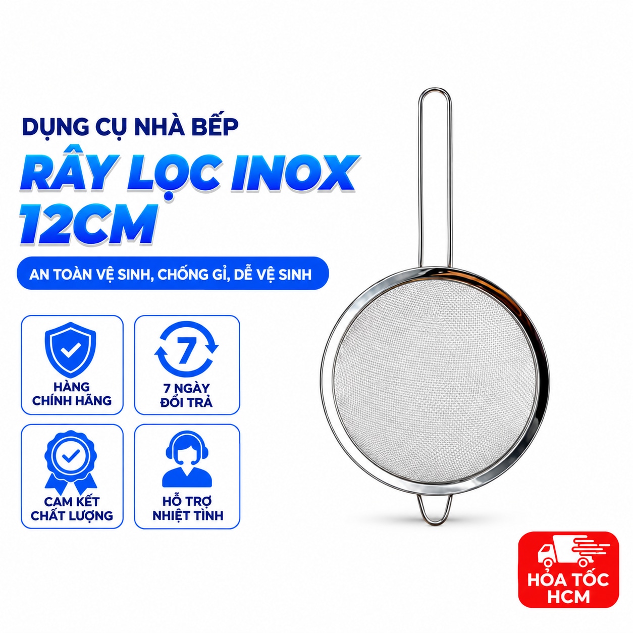 Rây Lọc Inox 12cm, Rây Lọc Thực Phẩm Nhà Bếp Đa Năng