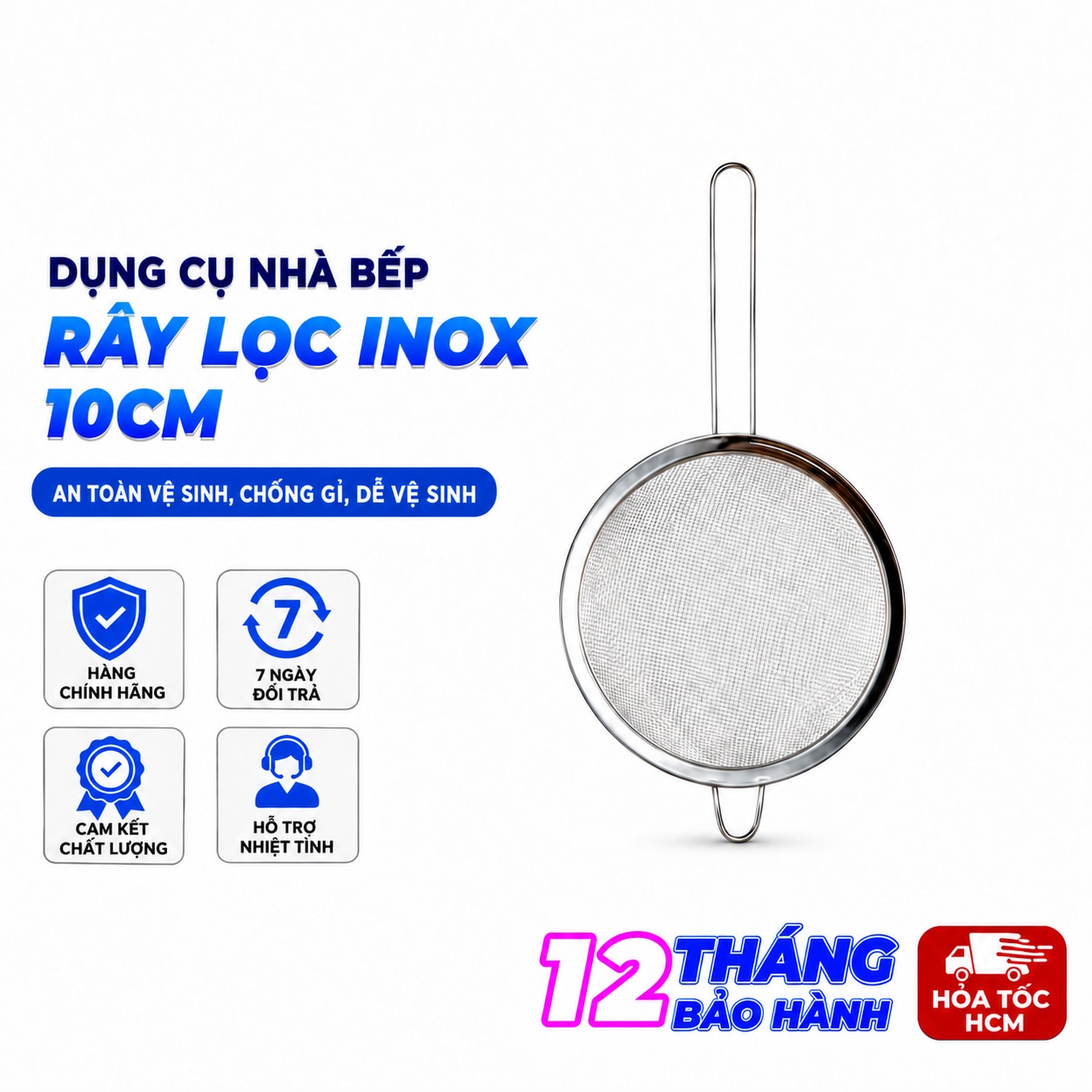 Rây Lọc Inox 10cm, Rây Lọc Thực Phẩm Nhà Bếp Đa Năng